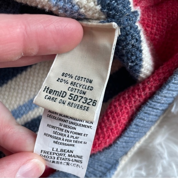 L.L. Bean | Striped Knit Cozy Cotton Sweater - Picture 9 of 9